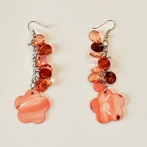Orange flower earrings